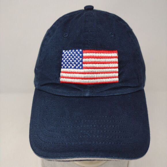 American Flag Strapback Hat Blue OSFA Adjustable Embroidered Patriotic Sweda - Picture 2 of 8